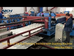 Thử nghiệm chạy của 845 mái nhà Tiles Roll Forming Machine với máy xếp chồng